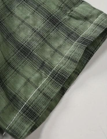 novo muska kosulja: Muška košulja sa kratkim rukavima 5XL – karirana, maslinasto zelena — 4