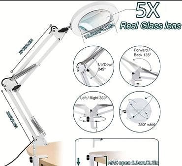 mali ramovi za slike: LED lupa lampa sa pantograf ramenom i štipaljkom za sto - Uveličanje — 4