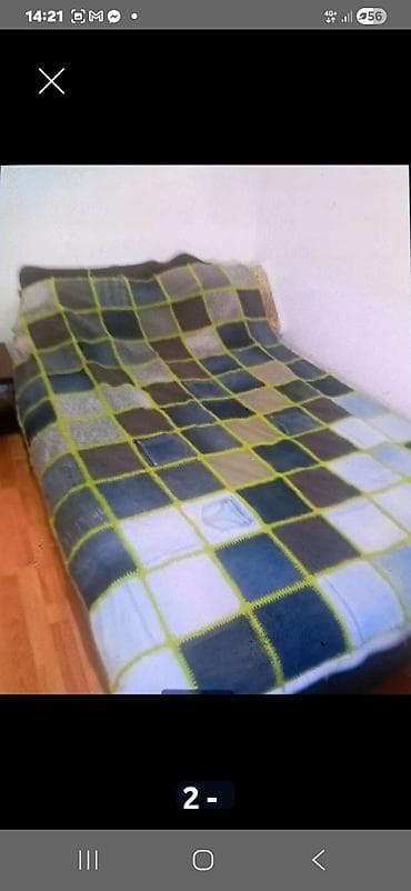 kreda za peglu: Ručno rađena patchwork prekrivač/ćebe od teksasa - Materijal — 1