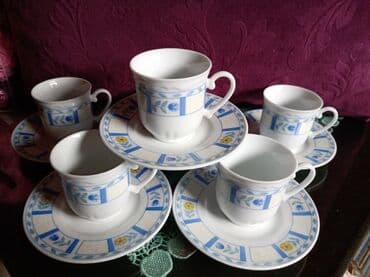 Kuhinjski setovi: Soljice nove za kafu,Donna,porcelanske. Komada. 6. Tacne. 12cm — 1