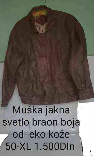 Donji delovi trenerke: Muška jakna od eko kože u svetlo braon boji.Polovna očuvanakap nova — 3