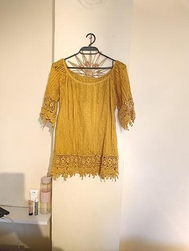 Ženska bluza/haljinica od čipke – žuta - Boja: senf/žuta - Materijal