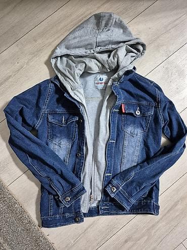 mom jeans 38: SEAGULL teksas jakna sa integrisanim duksem - Model: teksas jakna sa — 1