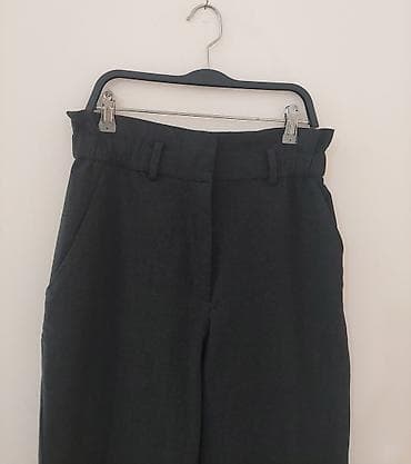 Pants: Ženske pantalone – tamnosive, visok struk - Kroj: ravna nogavica — 3