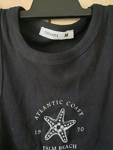 majice saim se: Crni ženski crop top bez rukava – Terranova, veličina M. - Materijal — 2