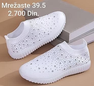 torbe za plažu new yorker: Mrežaste ženske patike – slip-on model - Boje: bela i crna - Ukras — 1