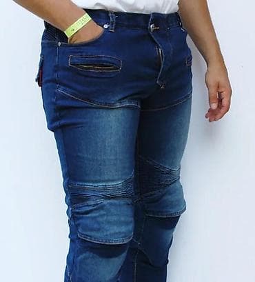 Kape i aksesoari: Muške biker farmerke – tamno plavi teksas - Stil: biker/karirano — 8