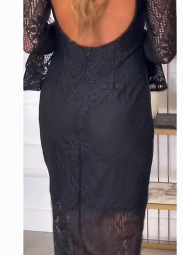 Haljine: Elegantna crna čipkana haljina - Kroj: pripijena silueta sa peplum — 2