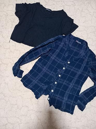 krem pantalone i plava kosulja: Komplet odeće – 2 komada - Košulja Street One: tamnoplava dugih — 1
