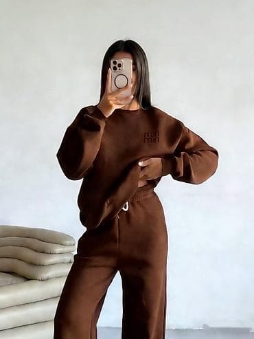 Ostalo: Ženski komplet trenerke – duks i donji deo sa širokim nogavicama - — 5