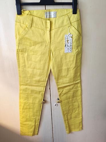 Ženska obuća: Ženske pantalone EVAROZA – žuta boja - Model: uske nogavice — 1