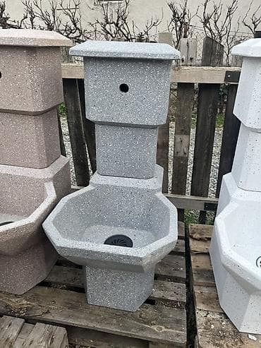 rajon materijal: Baštenski umivaonik/fontana od veštačkog kamena (teraco), sivi — 1