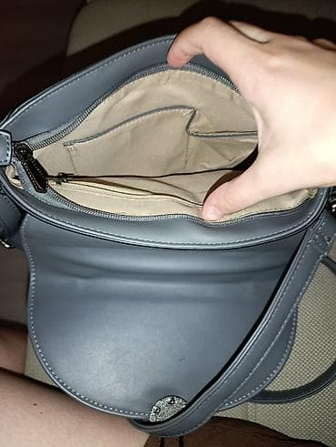 torba za rame: Siva ženska torba preko ramena - Materijal: glatka eko koža sa — 1