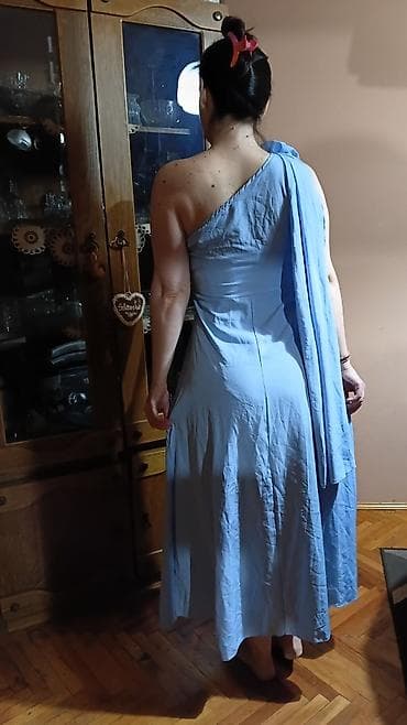 dhgate balenciaga triple s: Svečana haljina na jedno rame – svetloplava - Kroj: duga, lepršava — 2