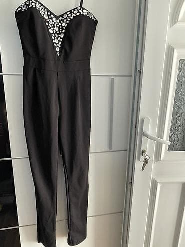 Women's Clothing: Elegantni crni kombinezon bez rukava sa uskim nogavicama. Gornji deo — 2