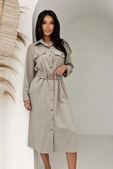 Haljine: 🔥Košulja-haljina midi dužine sa dugmadima i pojasom
✅2300 din — 1