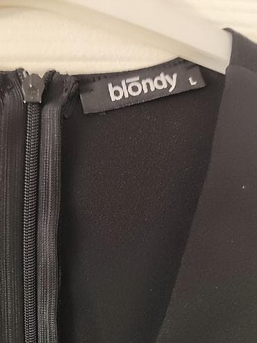 kardigan dugi: Crna elegantna haljina Blondy, veličina L. - Kroj: mini/iznad kolena — 3