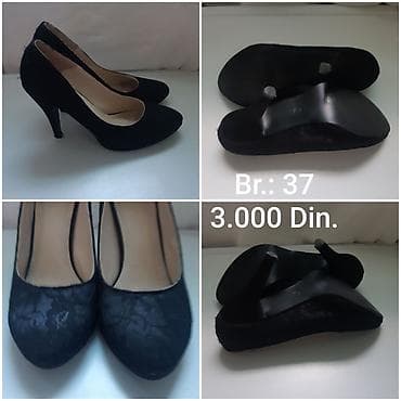 obuca tamaris: Elegantne crne salonke sa čipkastim dezenom - Broj: 37 - Materijal — 4