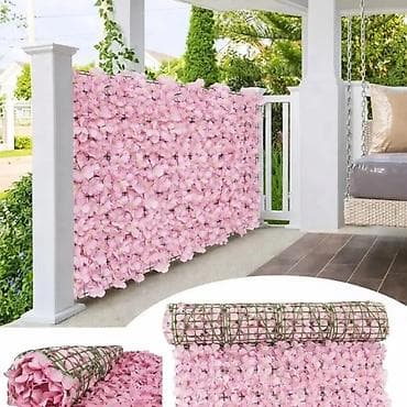 stubovi za protivgradnu mrezu cena: Dekorativna cvetna prostirka/ograda – veštačke hortenzije na mreži - — 1