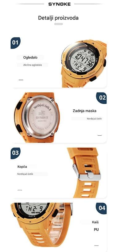 tcm sat: Opis Digitalni mehanizam visokog kvaliteta: SYNOKE muški sat ima — 9