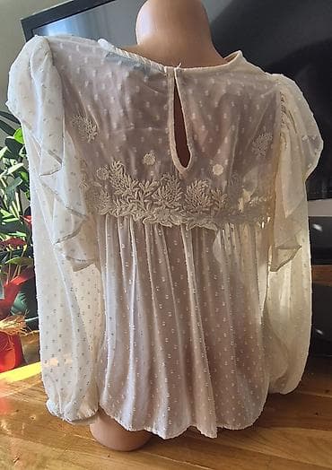 Kupaći kostimi: Romantična bele bluza od prozračnog šifona - Boja: mlečno bela/ekru - — 3