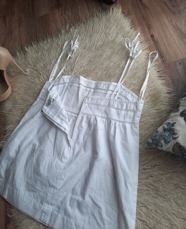 tank top h m: S, Cotton, Single-colored, color - White — 1