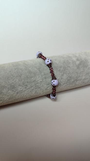 svetlece pidzame beograd: Ručno rađena narukvica sa perlama i kristalima - Dizajn: kombinacija — 2