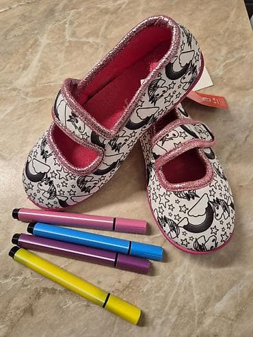 Other Children's Items: Dečije baletanke/papuče za kuću sa jednorozima + flomasteri za bojenje — 1