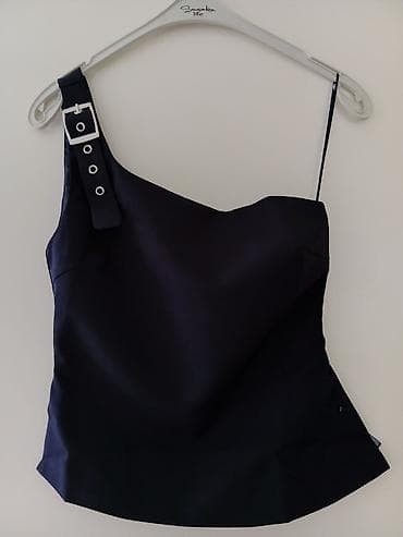 Asimetrični top na jedno rame - Boja: teget - Kroj: asimetričan