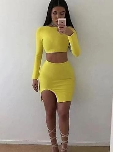 Komplet crop top i suknjica na slic,sa elastinom