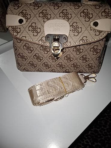 yamamay torbe za plazu: GUESS torbica – monogram bež/karamel - Model: ručna torbica sa — 2