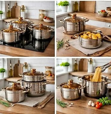 komplet serpi cena: Set od 3 inox šerpe sa poklopcima - Materijal: nerđajući čelik — 1