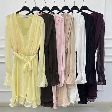 Ženska šifon haljina s volanima i pojasom Gs - Kroj: mini/kratka — 1