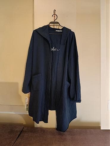 Plava oversized jakna/kardigan sa kapuljačom - Boja: tamnoplava