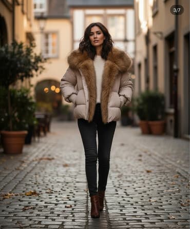 Ženska kratka zimska jakna sa bogatim krznenim okovratnikom na lalafo.rs Ženska kratka zimska jakna sa bogatim krznenim okovratnikom