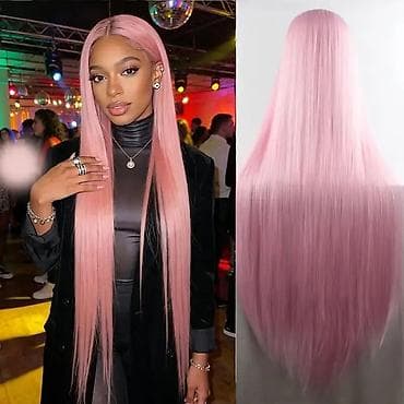 Duga ravna perika u boji pastelno roze Dužina 100cm. - Tip