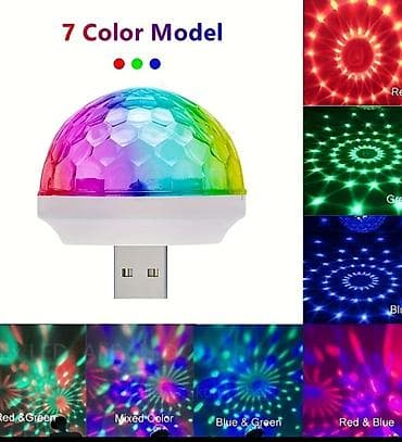 USB disko svetlo – mini RGB projektor za atmosferu - 7 režima boja