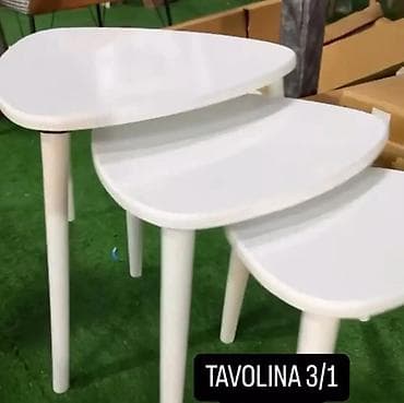 Set od 3 pomoćna/klub stola (3 u 1), bele boje. - Dizajn: moderni