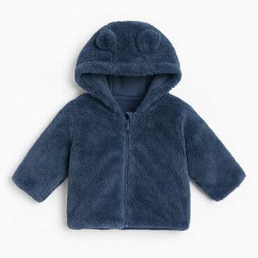 Bebi jakna sa kapuljačom – plišani flis, tamnoplava - Materijal