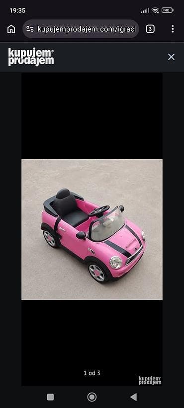 Dečiji električni automobil – Mini Cooper, roze boje sa crnim