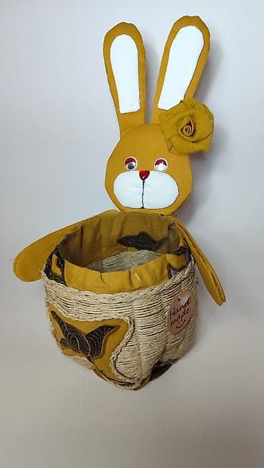 Slike i ramovi: Dekorativna korpa u obliku zeke - Ručno rađena korpica sa glavom i — 7