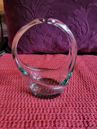 Staro posuđe i escajg: Korpa nova duvano staklo Albi glass Spanija 70te. Visina. 11cm — 2