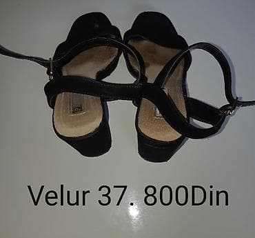 superga patike cena: Crne ženske sandale na blok štiklu, od velura. - Veličina: 37 - — 4