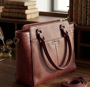 kozne muske torbice: Elegantna poslovna torba od kože - Materijal: prirodna koža sa — 1