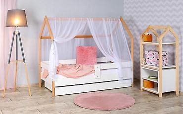 krevet kućica: Krevet Kućica sa Fiokom i Dušekom (9 cm) 180×80 cm – Domek beli — 1