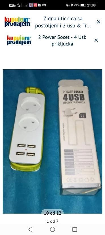 Produžni nastavak sa 2 Schuko utičnice i 4 USB porta - Model: 2 Power