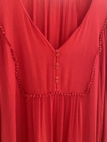 pull i bear: Duga crvena haljina – Flash Woman, veličina XL - Model: boho/oversize — 2