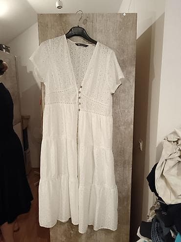 skrivenom petom: - Zara haljina od pamučne anglaise čipke (broderie anglaise), bela — 2