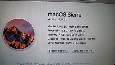 Apple: Apple MacBook Pro A1278 Intel i5 RAM 4GB HDD 500GB early 2011 - — 4