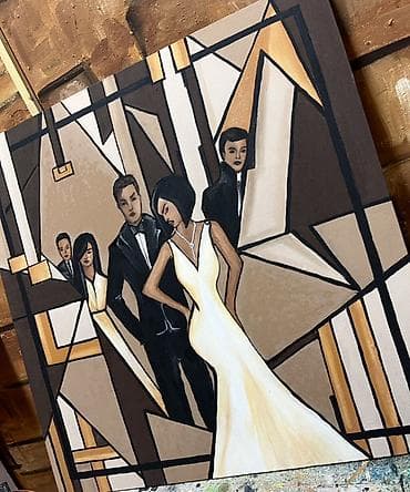 izrada jastuka za stolice: Ručno rađena slika – Art Deco/Geometrijska figuracija - Tehnika — 2